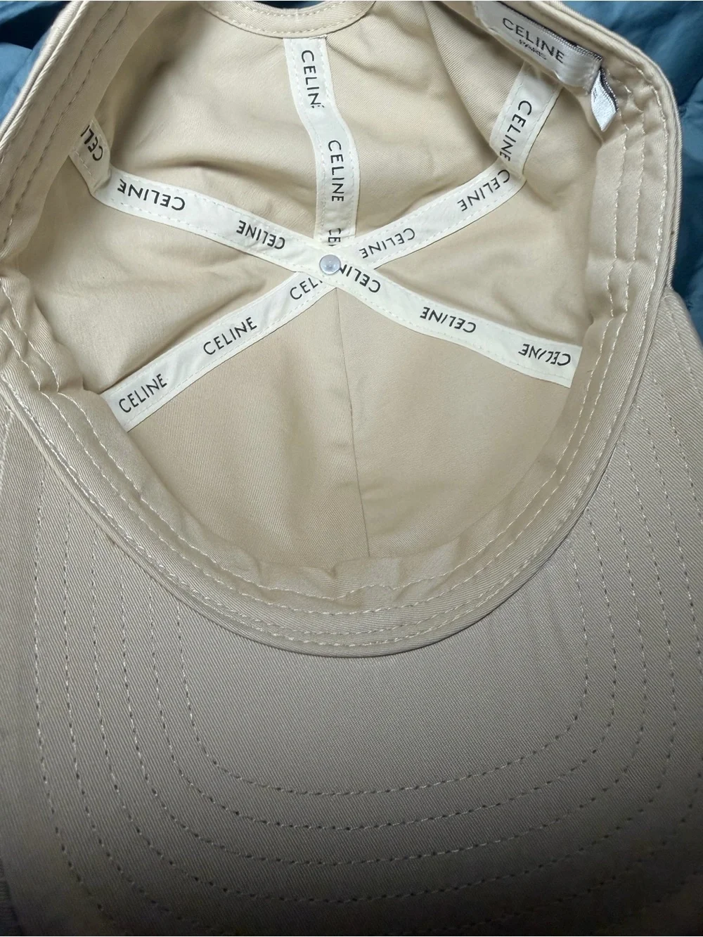 Celine Beige Baseball Cap with Embroidered Logo